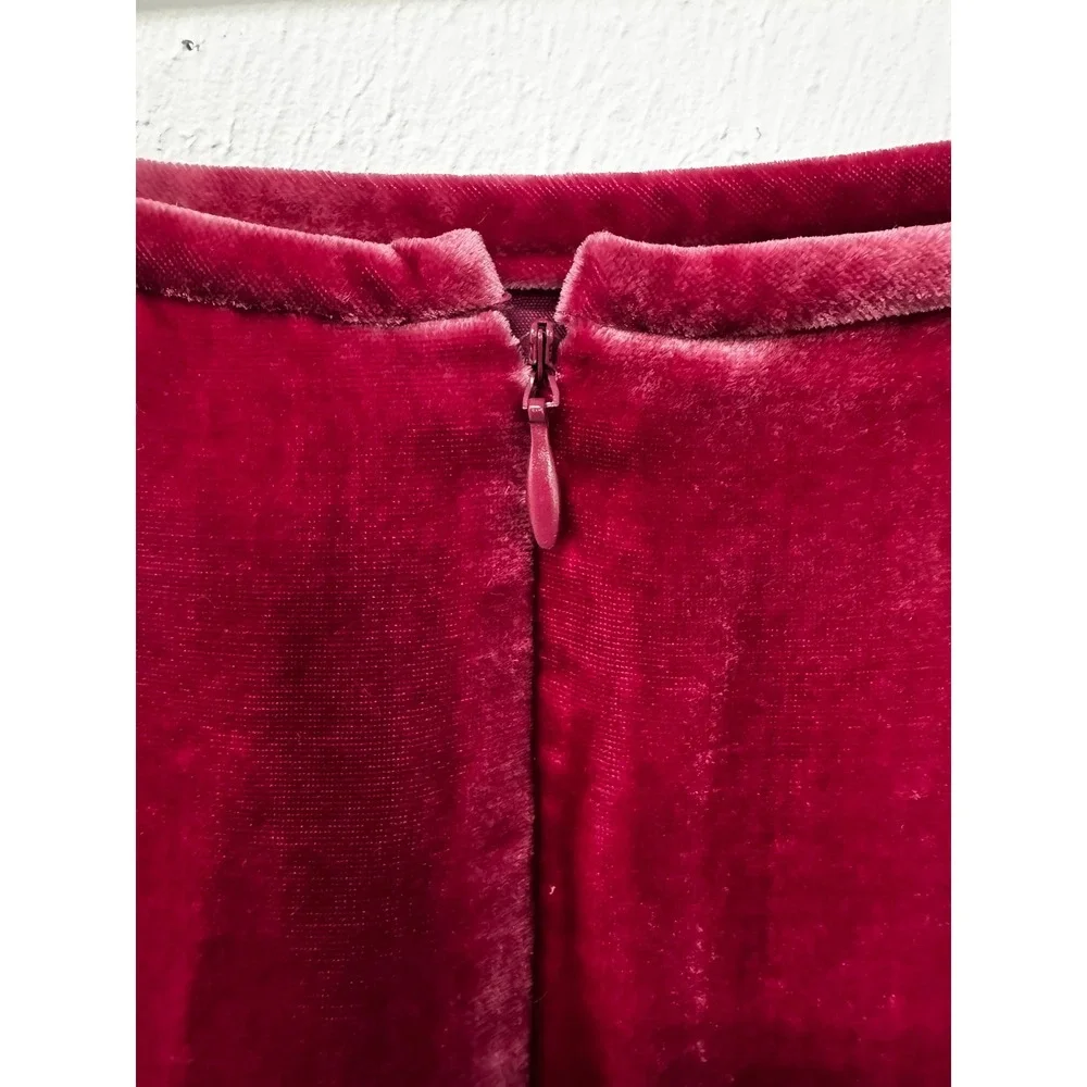 Vintage Albert Nipon Dark Raspberry Velvet 2-Piece Tank & Pencil Skirt Set Sz 8